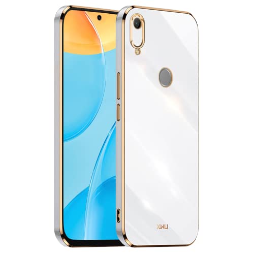 EASSGU [Telaio Elettrolitico Custodia per HUAWEI Y6 2019 / Y6 Pro 2019 / HONOR 8A / Y6S 2019 (6.09' Inches) Cover Protettiva in Morbido Silicone TPU - Bianco