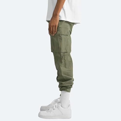 Cathalem Cargo Pants for Men Elastic Waist Lightweight Outdoor Tactical Trouser Fit Multi Pocket Casual Athletic Pants4