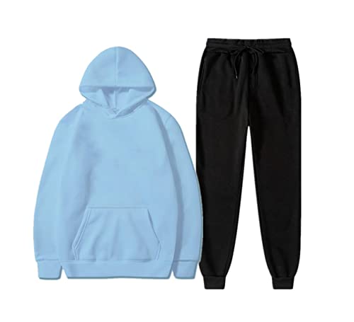 Survêtement homme polaire ensemble de sport chaud bleu clair noir34