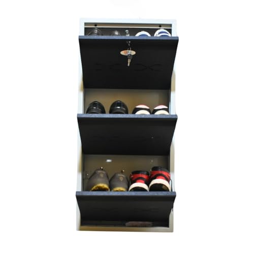 Image of I Metal Shoe Rack I Slim and Wall Mounted I 3 Shelves (Grey Colour) I Coad LC 2S-03 GR I Height 43 Inches, Width 20 Inches, Depth 5.5 InchesI 3 Years Warranty.