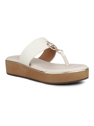Image of Inc.5 Women Cream and Gold-Toned Open Toe Comfort Sandals with Buckles