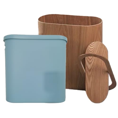 Cubo de basura de madera rectangular con cubo de revestimiento para cocina 2
