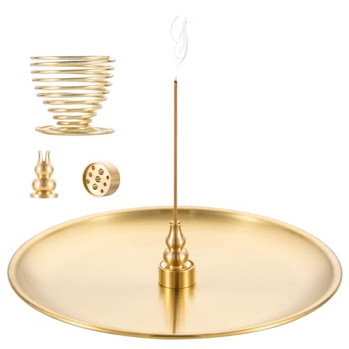 4 in 1 Brass Gourd Incense Burner Sticks Cones Coils Ash Catcher Home Decor