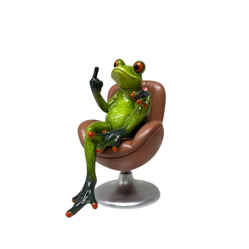 Image of AUGEN Polyresin Rotating Frog Boss Chair Statue Showpiece for Home Decor Decoration and Gifting (1767F20, 14cm)