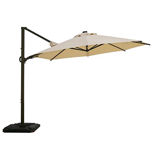 Abba Patio Solar Led 11 5ft Patio Offset Hanging Umbrella 360 Rotating Outdoor Cantilever Umbrella With Crank