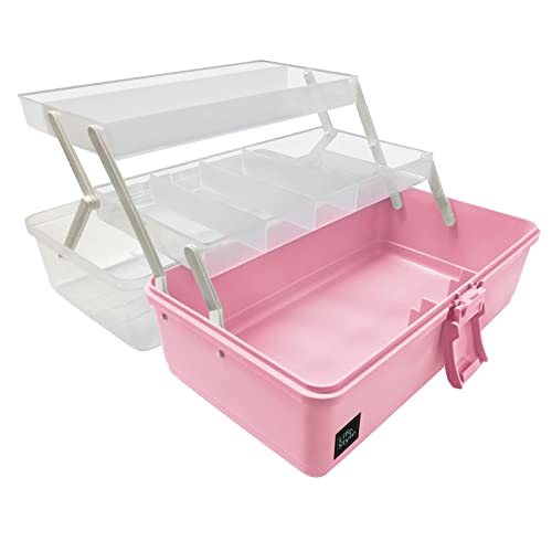 Calogy Organisateurs d'artisanat et boîte de Rangement, boîte d'organisation de Couture multifonctionnelle en Plastique à 3 Couches de 13 Pouces avec poignée