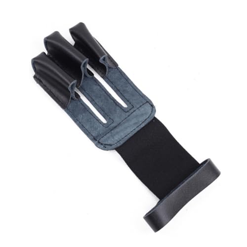 BRIGHTFUFU Hand Finger Glove Bow Arrow Hunting Glove Sturdy Cattle Hide Comfortable Fit Universal Size Hook and Loop Closure Random
