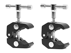 Donuts Super Clamp with 1/4 and 3/8 Thread for Cameras, Lights, Umbrellas, Hooks, Shelves, Plate Glass, Cross Bars 2 Pack