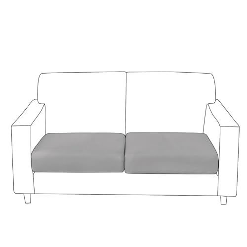Image of HOKIPO 100% Waterproof Stretchable Elastic 140gsm Sofa Cushion Seat Cover, 2-Piece Seat Cushion Cover, Light Grey (AR-5352-LGRY*2)