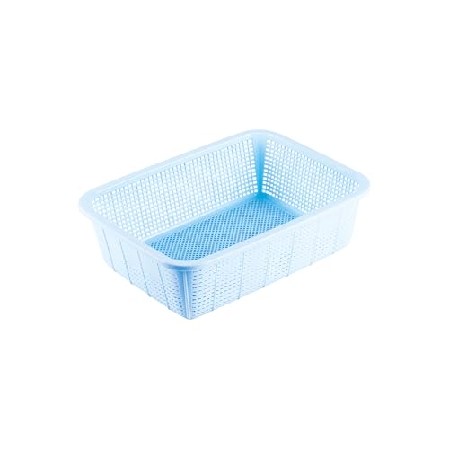 Image of Joyo Scottish Basket Rectangular Multipurpose Smart Storage Basket with Different Size (S, M & L) for Vegetables, Fruits,Cosmetics (Pack of 3) - Blue