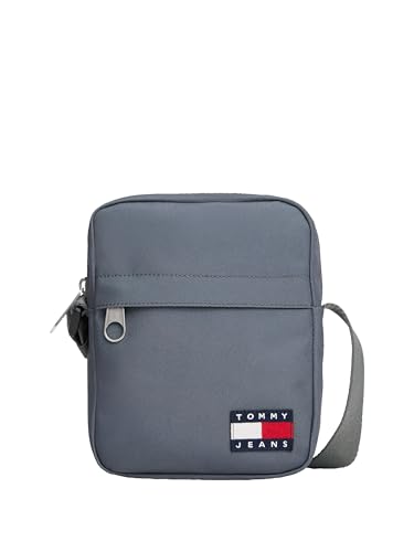 Tommy Jeans Bolsa transversal essencial diária com zíper e bolso interno, cinza central
