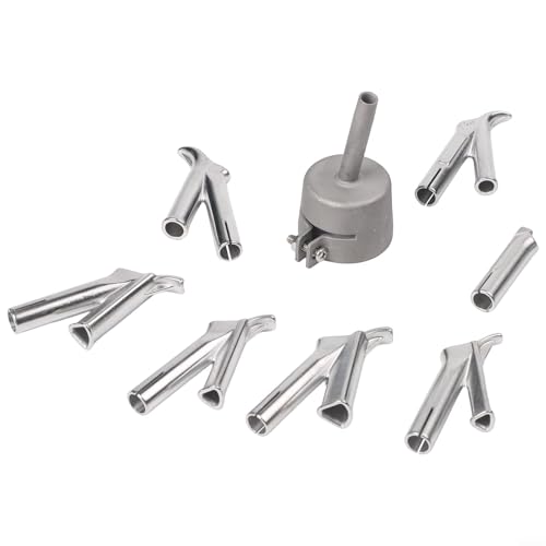 8PCS Welding Tip Nozzles Set for Hot Air Plastic Welding Tools, Compatible with 1500 2000W Heat, Includes Multiple Sizes and Shapes for Vinyl and PVC