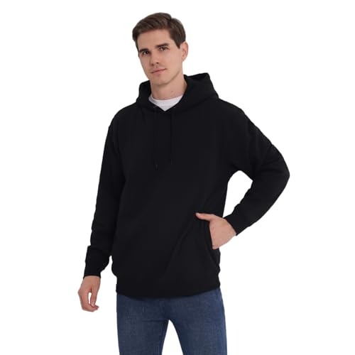 Men's Midweight Fleece Hoodie –Cotton-Blend Soft Fabric, Pullover Sweatshirt for Men, Casual & Durable