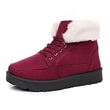 BIBOKAOKE Botas de invierno para mujer, botas de invierno, botas de nieve, botas de senderismo, botas versátiles, botas de trabajo, botas de nieve, botas de nieve, Estilo D05 Rojo, 37 EU