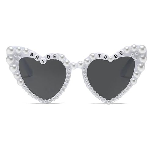 COTIA Love Pearl Sunglasses for Womens Bling Heart Shaped Sun Glasses Bachelorette Party Bride Cute Pearl Sunglasses W35