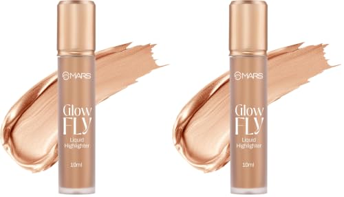 Image of MARS Glow Fly Liquid Highlighter (10 ml) (02-WINGED CHAMPAGNE) | Enriched With Sunflower Seed Oil | Radiant Glow | No Chunky Particles | Light-Weight & Long-Lasting | Ultra Blendable Formula