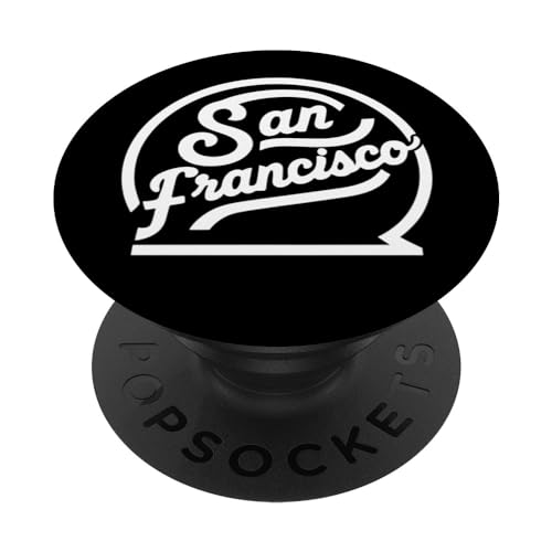 San Francisco Skyline California Retro Bay Area Oakland SFO PopSockets Swappable PopGrip, Black