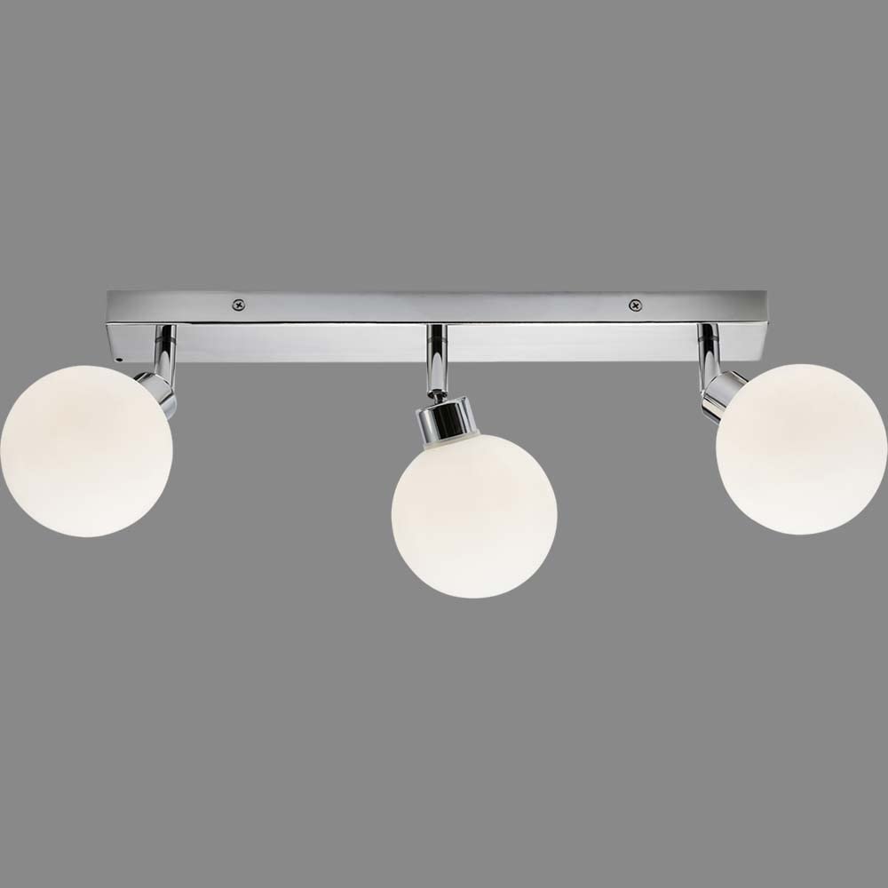 Modern Bathroom Wall Ceiling Spotlight IP44 Rated LED G9 Light Fitting with Glass Diffuser (3 Spot - Bar - Polished Chrome, Add 3W Warm White)