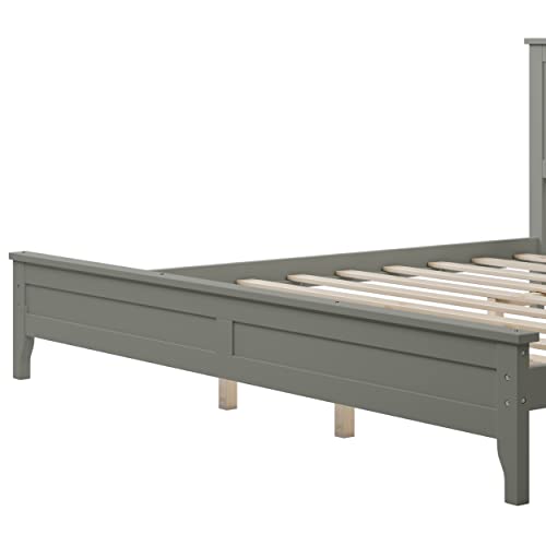 Lz Leisure Zone Solid Platform Bed/King Size Wood Platform Bed/No Box Spring Needed/Gray,King #TOP5