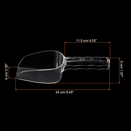 PATIKIL Ice Scoop, PC Plastic 9.45x2.36 Small Ice Maker Flour Cereal Sugar Utility Handle Shovel for Home Kitchen Clear - Image 2