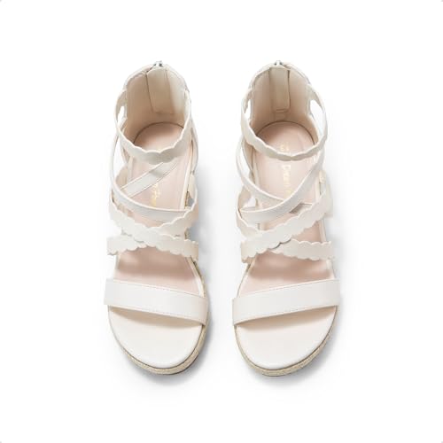 Image of DREAM PAIRS Girls Wedge Sandals Flatform Open Toe Platform Sandals Flower Wedding Party for Little Kid /Big Kid