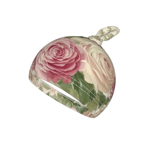 Image of Vintage Pink Rose Floral Swaddle Blanket with Beanie Hat Set Newborn Receiving Blankets Baby Swaddle Wrap Soft Swaddle Blankets for Baby Boys and Girls