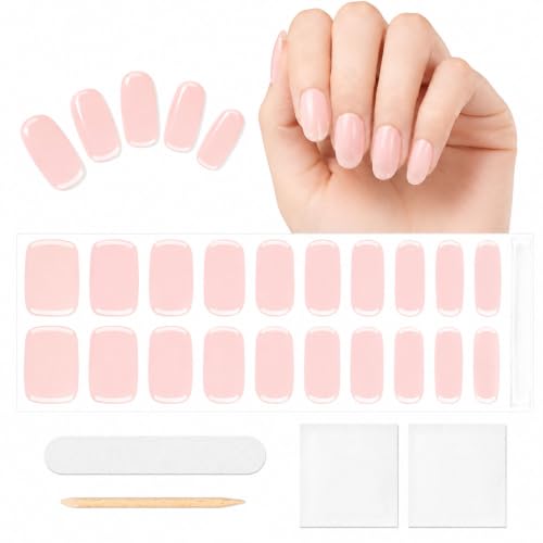 UV-Free Gel Nail Strips(Thickened), 20PCS Salon Nail Polish Wraps for Women