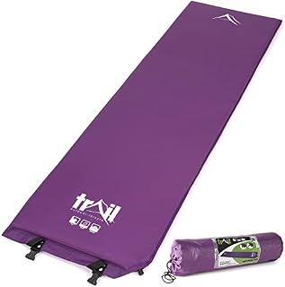 Trail Self Inflating Camping Mat 3cm Thick Single Sleeping Pad Lightweight With Bag (Purple)