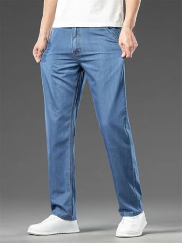 Men's Thin Modal Jeans Loose Straight Classic Business Versatile Casual Denim Trousers4