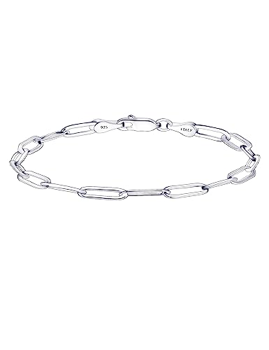Pulsera de plata unisex con cadena tipo paperclip 3mm miniatura 1