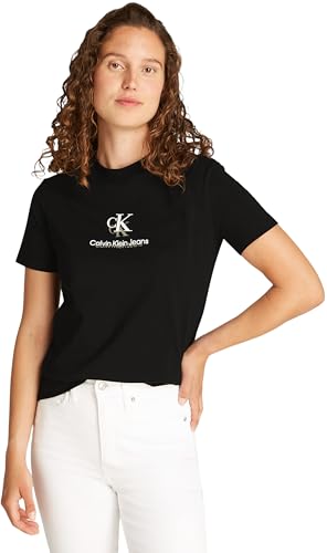 Calvin Klein Damen T-Shirt Kurzarm Shadow Graphic Tee Regular Fit, Schwarz...