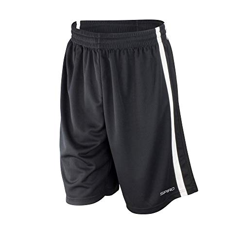 Spiro Herren-Basketball-Shorts, schnelltrocknend, Schwarz (schwarz/weiß),...