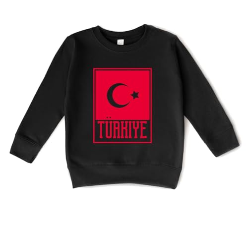 Turkey Flag Kids Sweatshirt, Turkish Turkiye Toddler Crew Neck Sweatshirt