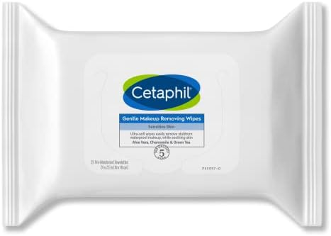 Cetaphil Gentle Makeup Removing Face Wipes, Daily Cleansing Facial Towelettes Gently Remove Makeup, Fragrance and Alcohol Free, 25 Count