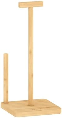 Paper Towel Holder Kitchen Roll Holder, Bamboo Paper Rolls Organizer Countertop with Non-Slip Base