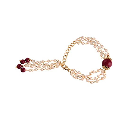 Image of I Jewels White Pearl Bracelet Lumba Rakhi with Rakshabandhan Card or Bhabhi /Sister
