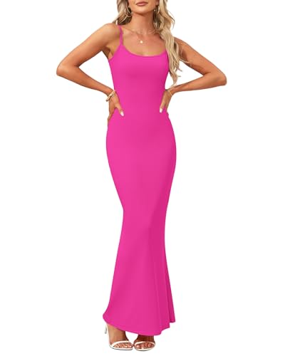 Image of AUSELILY Womens Bodycon Maxi Dress Square Neck Sexy Slip Long Dress | Sleeveless slip design with a long skirt line, Going out dress for celebrations, Style with heels