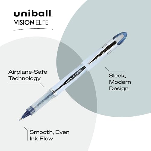 Image of uniball Vision Elite BLX Rollerball Pens, Bold Point (0.8mm), Blue BLX Ink, 12 Pack