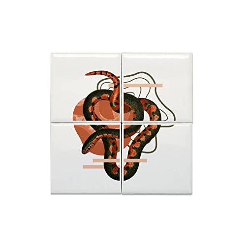 Carreaux céramique décoratifs cuisine motif serpent rouge