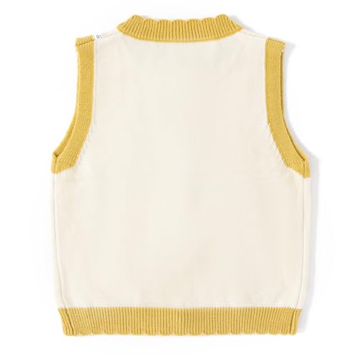 Girls Knitted Vest Vintage Solid Color Sleeveless Cardigan with 3D Floral Design Soft and Warm Toddler Vest2