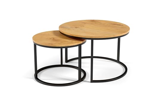 Couchtisch-Set 2-teilig DOKKUM Lancelot Eiche/schwarz von Polini Home