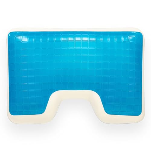 Wife Pillow - Insert Topper Only, Firm Cooling Gel / 80D Memory Foam Topper for Pillow That Stays Cold. Thin for Stomach Sleeper. Ergonomic, Neck U Shaped Cutout. Firm High-Density Layer Support