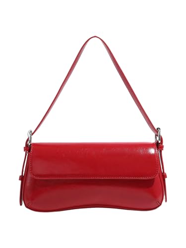 Image of Verdusa Women's Y2K Trendy Purse Boho Bags Faux Oiled Leather Tote Handbag Flap Underarm Shoulder Bag