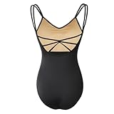 ROYAL SMEELA Women’s Camisole Dance Leotards with Adjustable Straps Ballet Costumes for Women Backless Ballet Dance Leotards Stretchy Bodysuit Black