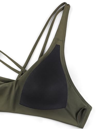 Image of CRZ YOGA Twist Front Bikini Tops | Removable Pads, A-C Cup, V Neck, Criss Cross Back, Swim, Bathing Suit Bra for Women