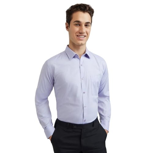 Image of Raymond Men Cotton Slim Fit Structure Pattern Semi Cut Away Collar Formal Shirt