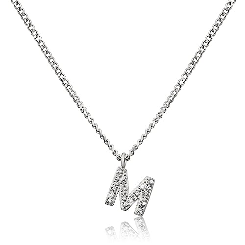 Chaîne avec lettres argent femmes pendentif initiale acier