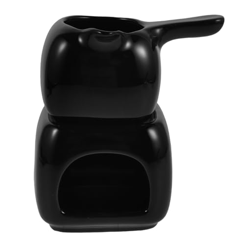 Porte-bougie diffuseur huiles essentielles céramique SOIMISS noir au design épuré