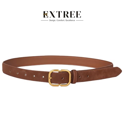 Image of Aurolran Women's Fashion Classic Metal Buckle Leather Belt with Jeans Dress