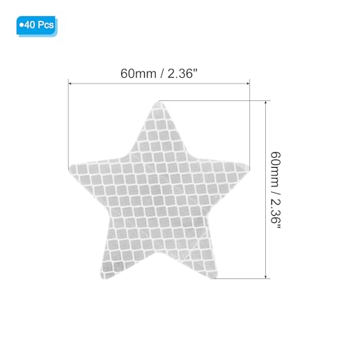 PATIKIL Reflective Stickers, 40 Pack 2.36 x 2.36 Inch Waterproof Adhesive High Visibility Night Caution Warning Star Shape Safety Tape Reflector for Trucks Trailers Cars, White